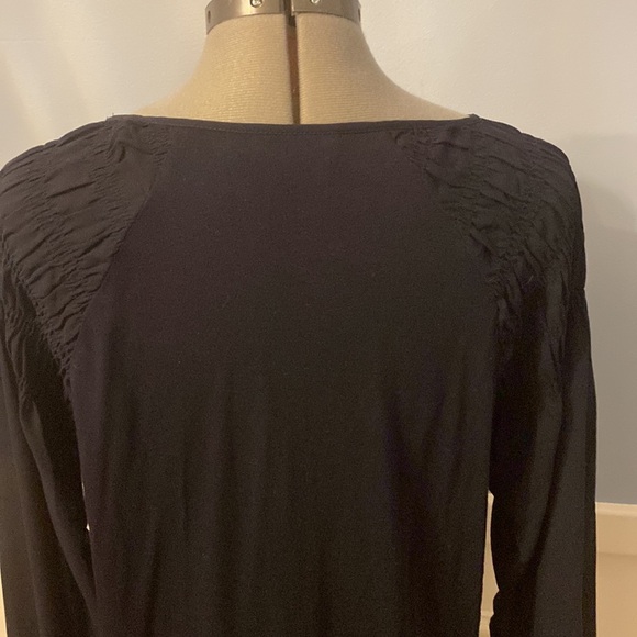 Loft Navy Long Sleeved Blouse - Sleeves Chiffon and Puckered, Body Cotton -Small - Picture 3 of 7